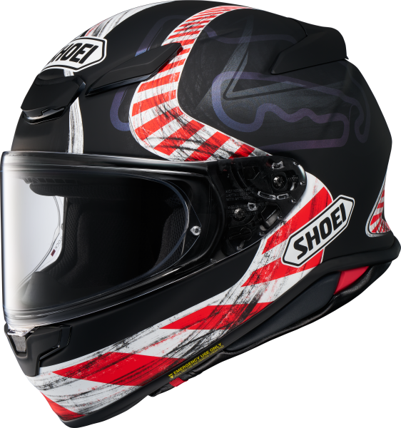 SHOEI NXR2 KNEE DOWN TC-5 teljes arcú sisak, fekete/piros/matt fehér, S-es méret, 1, nordicamoto.ro