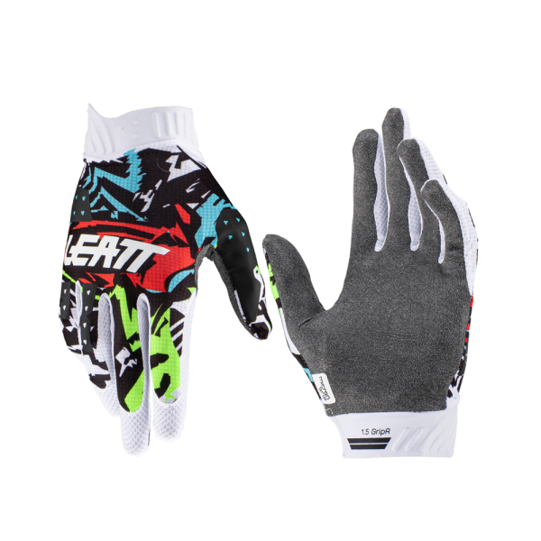 Leatt 1.5 Gripr Mini Zebra fekete/kék/piros/fehér XXS gyermek motoros kesztyű, 1, nordicamoto.ro
