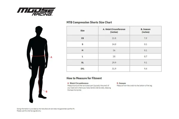 Pantaloni scurți Moose Racing MTB Compression Black XS, 2, nordicamoto.ro