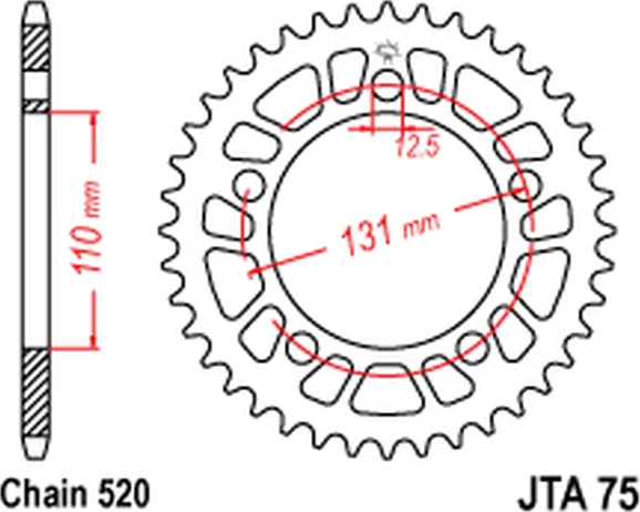 JT SPROCKETS Racelite Aluminum Rear Sprocket Silver, 2, nordicamoto.ro