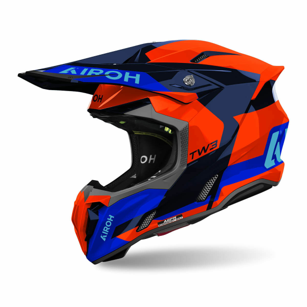 Airoh Twist 3 Fancy Orange/Blue Gloss motokrossz sisak, kék/narancssárga, M-es méret, 1, nordicamoto.ro