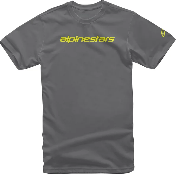 Tricou Alpinestars Linear Wordmark Charcoal/Fluo Yellow S, 1, nordicamoto.ro