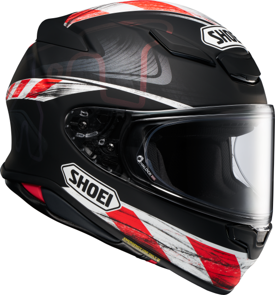 SHOEI NXR2 KNEE DOWN TC-5 teljes arcú sisak, fekete/piros/matt fehér, S-es méret, 8, nordicamoto.ro