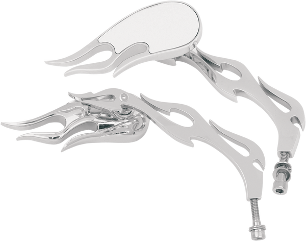 Flame Style Die-cast Mirrors Chrome, 1, nordicamoto.ro