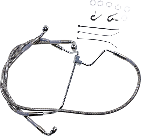 Extended Length Stainless Steel Brake Line Kit Silver, Clear-coated Oversize [+51 mm (2'')], 1, nordicamoto.ro