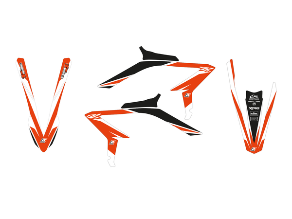 Graphics Kit With Seat Cover Black, Orange, White, 3, nordicamoto.ro
