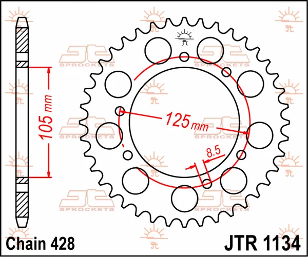 JT SPROCKETS hátsó lánckerék, természetes színű, 1, nordicamoto.ro