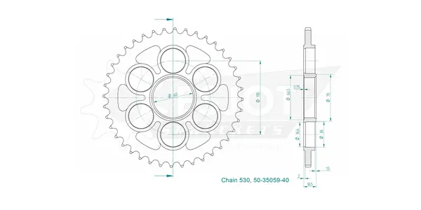 Standard Sprocket Rear 530 Zinc Plated, 2, nordicamoto.ro