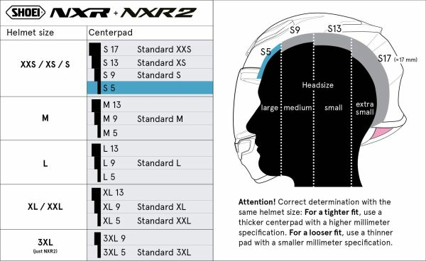 SHOEI NXR/NXR2 Type-E XXL5 sisakbélés, 2, nordicamoto.ro
