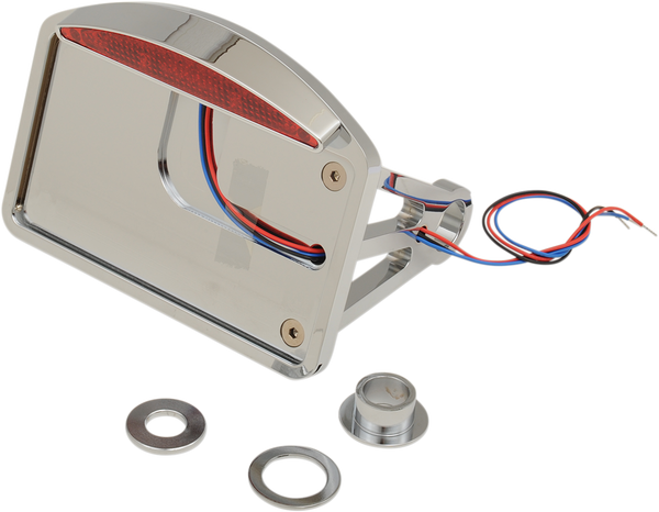 Side Mount Half-moon Led Taillight And License Plate Mount Chrome, 1, nordicamoto.ro