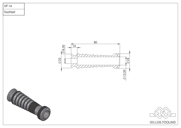 Footrest Kit Sl Uf16 Silver, 1, nordicamoto.ro