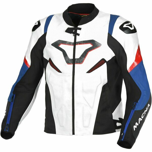 Geaca de piele sport/touring MACNA POINTER 50 Alb/Rosu, 11, nordicamoto.ro