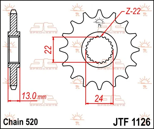 JT SPROCKETS Első lánckerék, természetes színű, 2, nordicamoto.ro