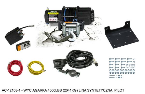 ATV/UTV csörlő, 4 500 LBS (2 041 kg), 5,5 mm × 15,5 m szintetikus kötél, BRONCO, 1, nordicamoto.ro