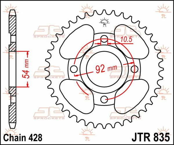 JT SPROCKETS hátsó lánckerék, természetes színű, 2, nordicamoto.ro