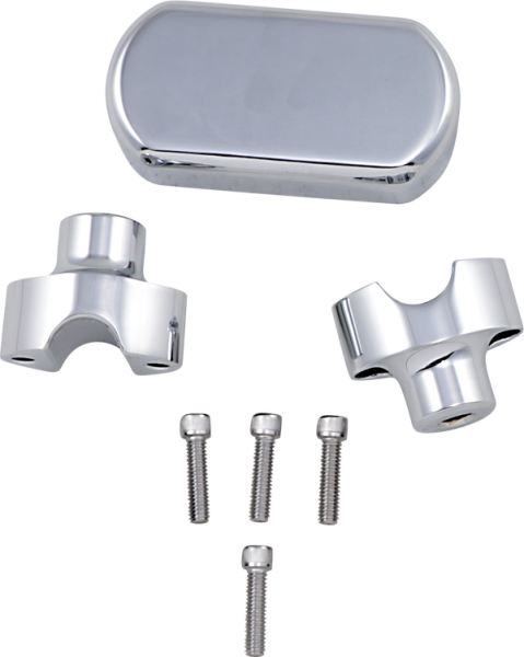 Solid Handlebar Riser & Top Clamp Kit Silver, 2, nordicamoto.ro
