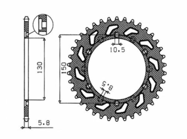 Steel Rear Sprocket Natural, 1, nordicamoto.ro