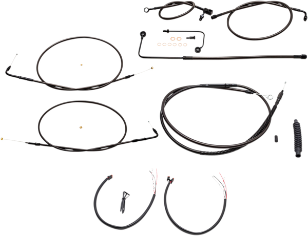 Complete Midnight Braided Handlebar Cable/brake Line Kit Black, 1, nordicamoto.ro