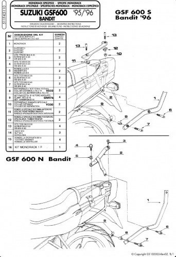 Kappa főváz a SUZUKI GSF 600 BANDIT / S '96–'99 / GSF 1200 BANDIT '96–'99 modellekhez, 1, nordicamoto.ro