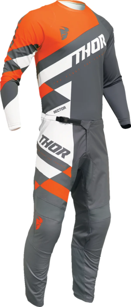 Tricou Thor Sector Checker Gray/Orange 4XL, 2, nordicamoto.ro