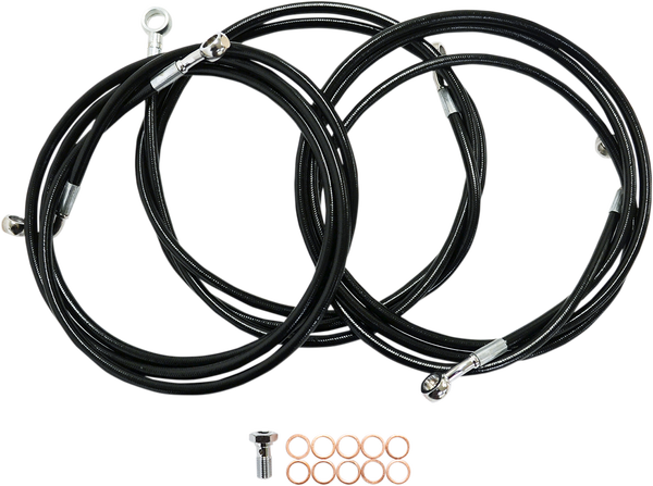 Black Braided Brake Line Kit Black 38 cm - 43 cm (15' - 17'), 1, nordicamoto.ro