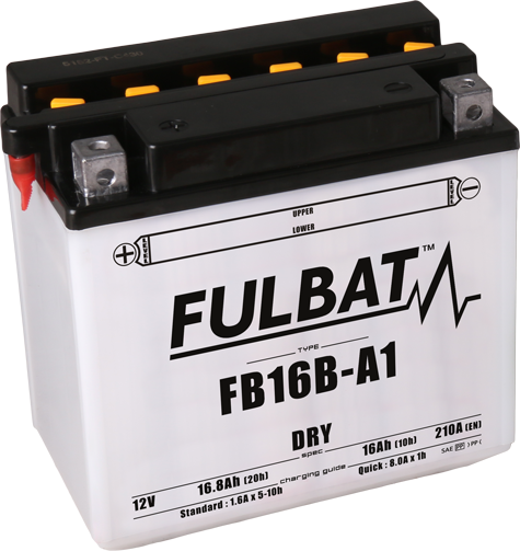 Fulbat FB16B-A1 száraz 12 V-os, 16,8 Ah-s, 210 A-es motorkerékpár-akkumulátor – elektrolittal együtt, 1, nordicamoto.ro