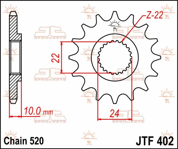 JT SPROCKETS Első lánckerék, természetes színű, 2, nordicamoto.ro