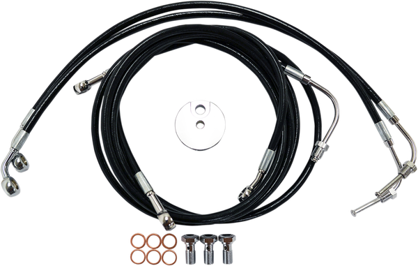 Black Braided Brake Line Kit Black 38 cm - 43 cm (15' - 17'), 1, nordicamoto.ro