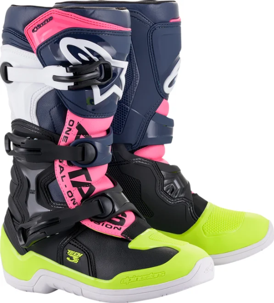 Cizme copii Alpinestars Tech 3S Black/Dark Blue/Pink Fluorescent 39,5, 11, nordicamoto.ro