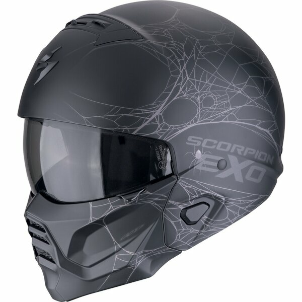 SCORPION EXO-COMBAT II SPIDERWEB motorkerékpár-sisak, L-es méret, matt fekete/ezüst, 1, nordicamoto.ro