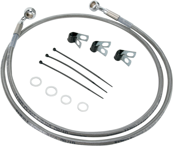Extended Length Stainless Steel Brake Line Kit Silver, Clear-coated Oversize [+102 mm (4'')], 1, nordicamoto.ro
