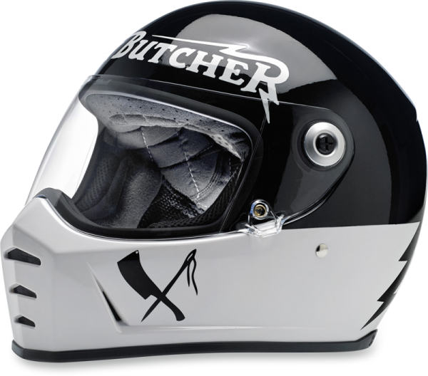 Lane Splitter Rusty Butcher Full Face Helmet X-small Black, White XS, 1, nordicamoto.ro