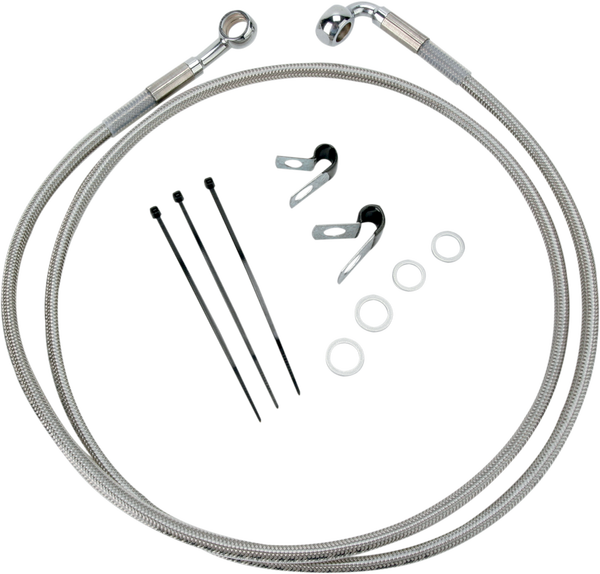 Extended Length Stainless Steel Brake Line Kit Silver, Clear-coated Oversize [+254 mm (10'')], 1, nordicamoto.ro