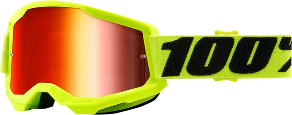 Ochelari 100%  Strata 2 Fluo Yellow Red Mirror ONE SIZE, 1, nordicamoto.ro