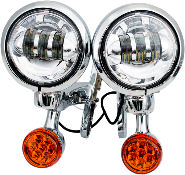Light Brackets With Led Auxiliary Lights And Turn Signals Chrome, 2, nordicamoto.ro