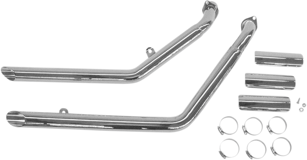Drag Pipes Exhaust System Chrome, 2, nordicamoto.ro