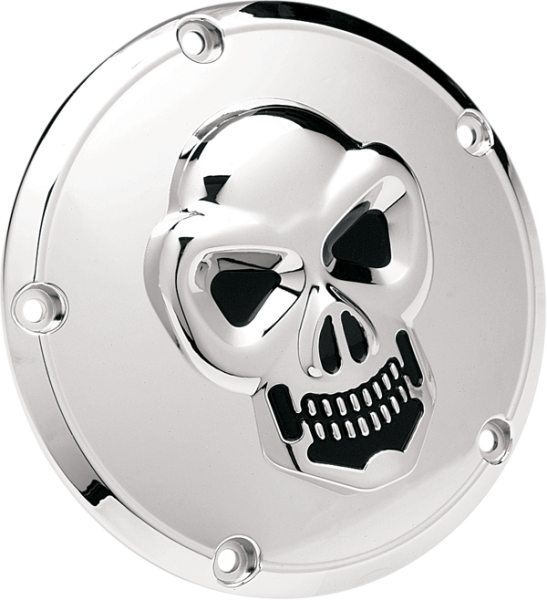 Chrome 3-d Skull Derby Cover Black, Chrome, 1, nordicamoto.ro