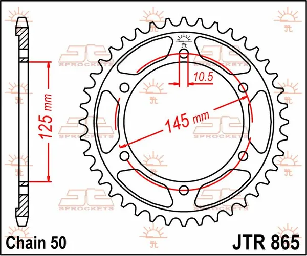 JT SPROCKETS hátsó lánckerék, természetes színű, 2, nordicamoto.ro