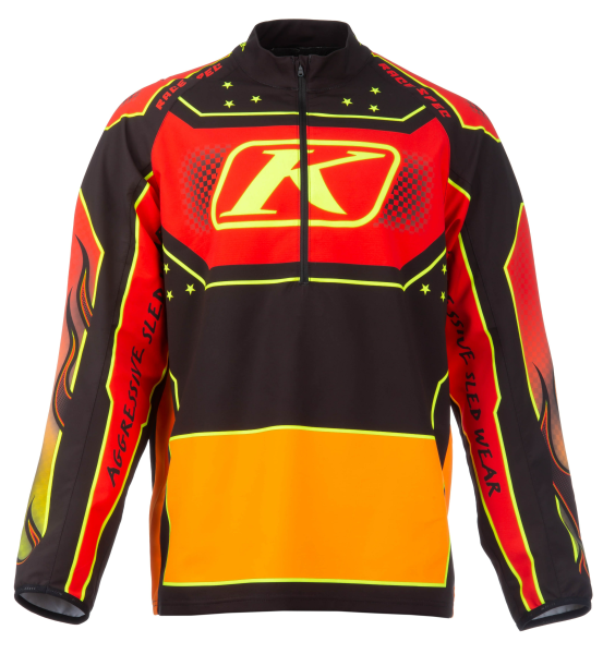 Revolt Aggressive Sled Wear 1/4 Zip Pullover Throwback Flames (Non-Current), 5, nordicamoto.ro