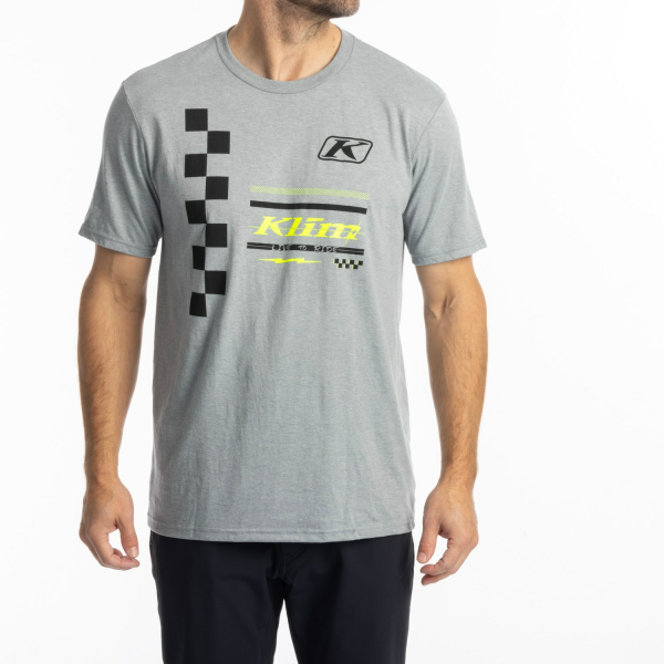 Tricou Klim Checkered Flag Tri-blend Black - White, 1, nordicamoto.ro