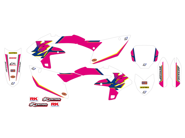 Graphic Kit Retro With Seat Cover Pink, White, 3, nordicamoto.ro