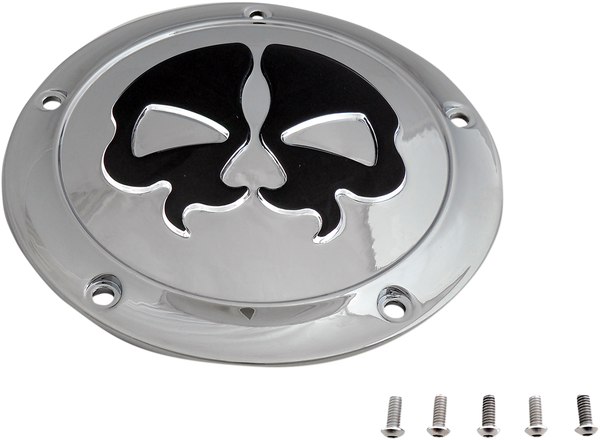 Split Skull Derby Cover Black, Chrome, 2, nordicamoto.ro