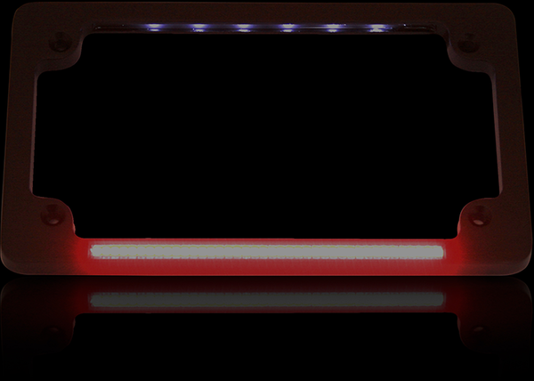 Dual Led License Plate Frame Red, White, 1, nordicamoto.ro