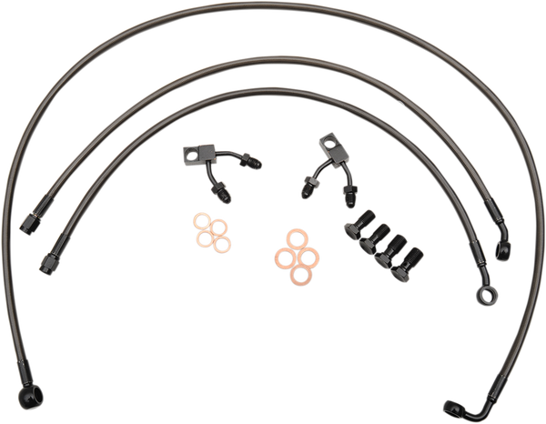 Midnight Braided Brake Line Kit Black, Midnight 38 cm - 43 cm (15' - 17'), 1, nordicamoto.ro