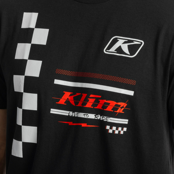Tricou Klim Checkered Flag Tri-blend Black - White, 2, nordicamoto.ro
