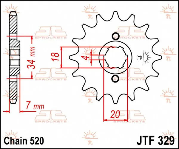 JT SPROCKETS Első lánckerék, természetes színű, 2, nordicamoto.ro