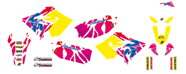 Graphic Kit Retro Yellow, White, Blue, Pink, 1, nordicamoto.ro