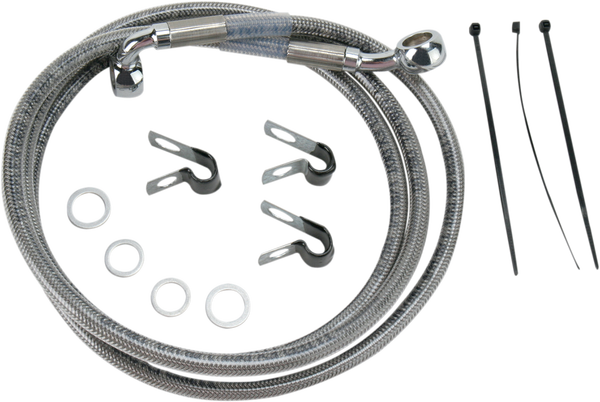 Extended Length Stainless Steel Brake Line Kit Silver, Clear-coated Oversize [+254 mm (10'')], 1, nordicamoto.ro
