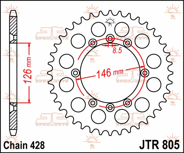 JT SPROCKETS hátsó lánckerék, természetes színű, 2, nordicamoto.ro