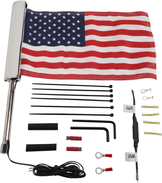 Led Lighted Flagpole With American Flag Chrome, 1, nordicamoto.ro